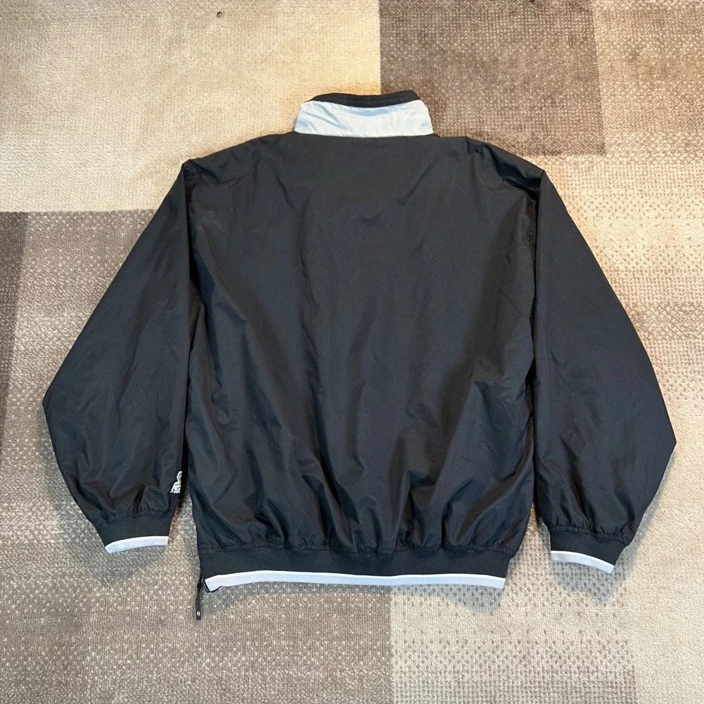 Vintage Starter Men XL Quarter Zip Windbreaker Jacket Black M&M Golf Embroidered